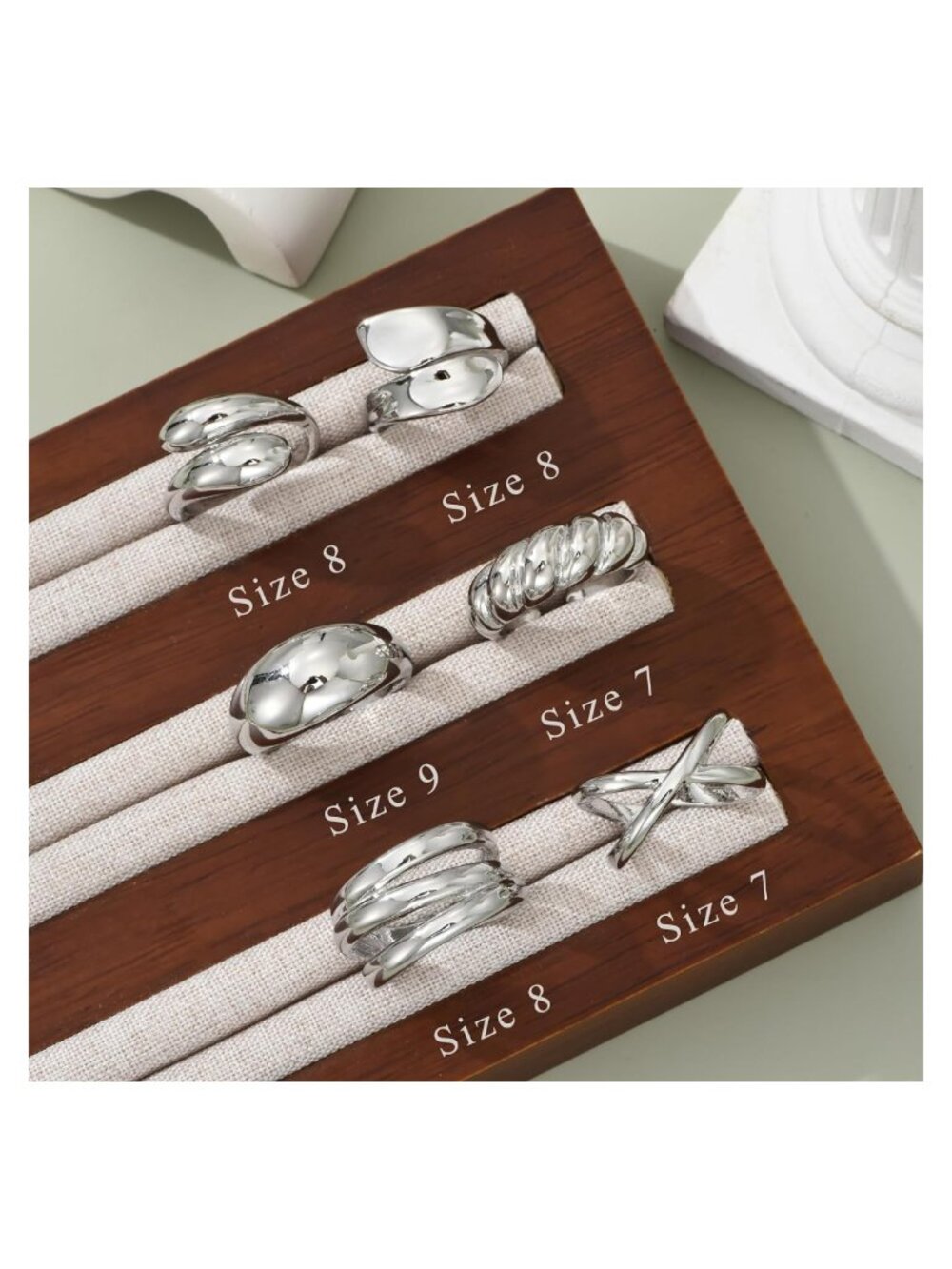 Chunky Gold Plated Stackable Rings Set 6pc Statement Thumb Rings - Picture 3 of 6